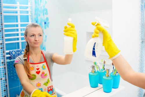Professional home cleaners in Islington cleaning a modern living room