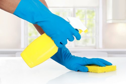 Staff member training on safe cleaning procedures and PPE