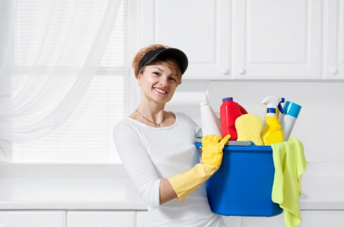 Local Islington cleaner performing deep cleaning in a kitchen